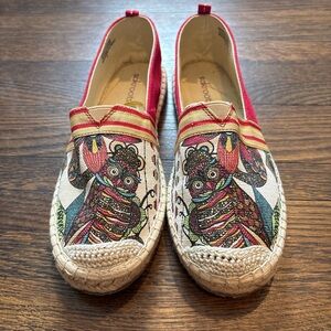 Sakroots Multicolor Canvas Slip-On Espadrilles with Red Trim